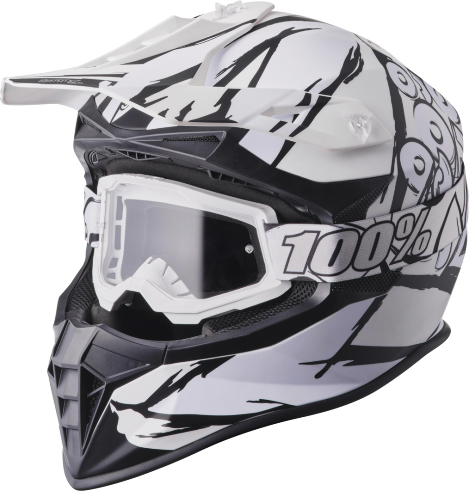 gms Motocrosshelm Fortis Graffi matt schwarz-weiss M
