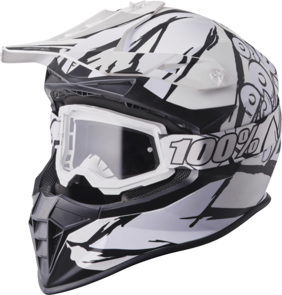 gms Motocrosshelm Fortis Graffi matt schwarz-weiss