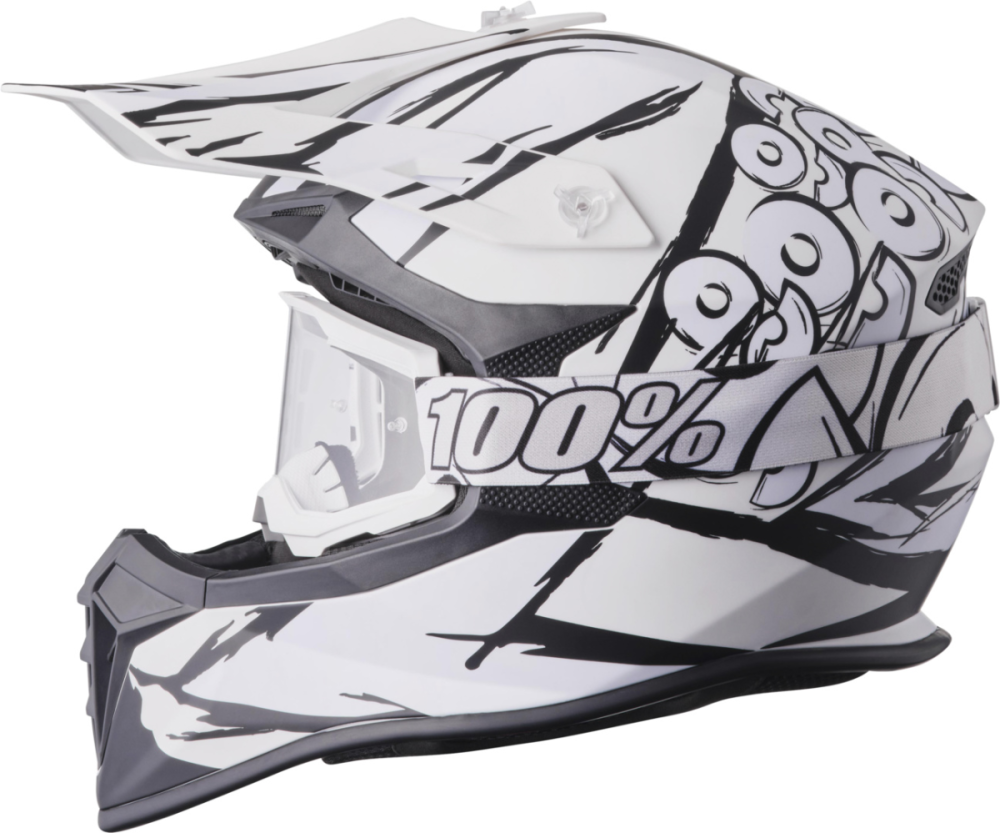 gms Motocrosshelm Fortis Graffi matt schwarz-weiss M